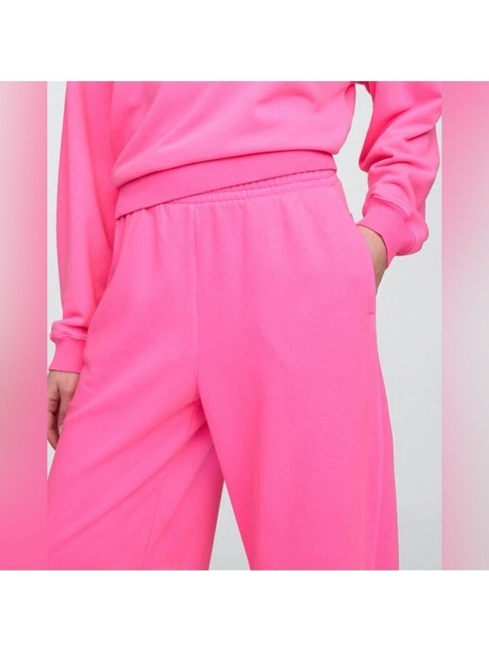 Gap Barbiecore Beachy Comfy Cozy Pink Pull-On Barrel Sweatpants NWOT XXL Casual - Picture 3 of 8